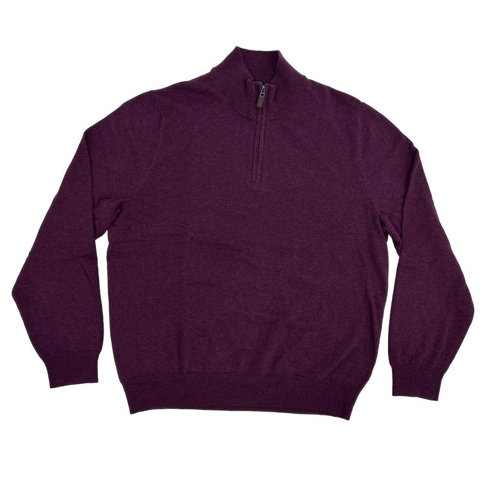 Jos A. Bank Traveler Sweater Men XL Purple 1/4 Zip Pullover 100% Pima Cotton NEW